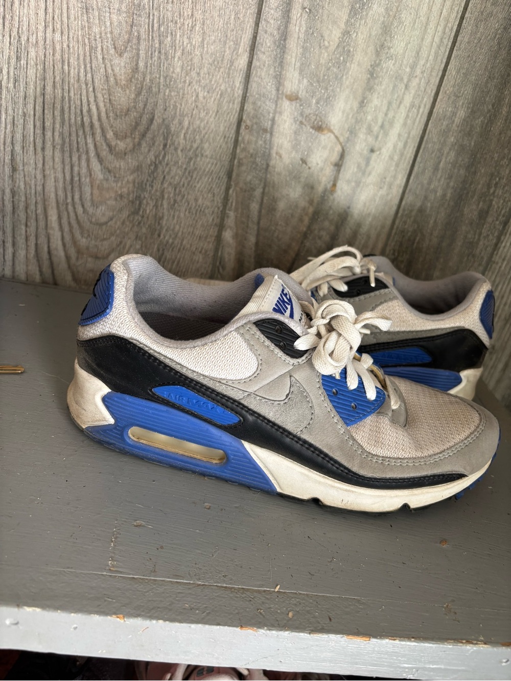 Nike Grey and Blue Low-Top Sneakers